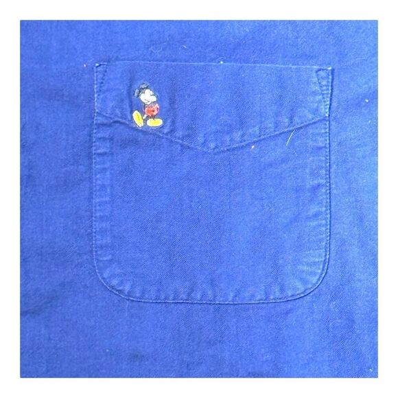 Disney Originals Blue Button-Down Shirt w/ Mickey Mouse Embroidery M Dress Shirt - Picture 2 of 5